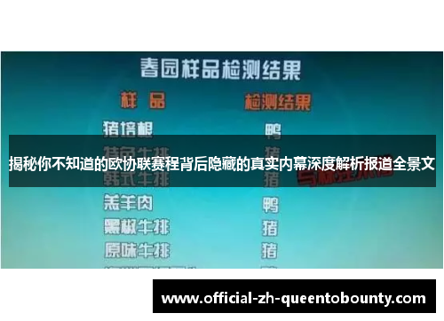 揭秘你不知道的欧协联赛程背后隐藏的真实内幕深度解析报道全景文 揭秘你不知道的欧协联赛程背后隐藏的真实内幕深度解析报道全景文